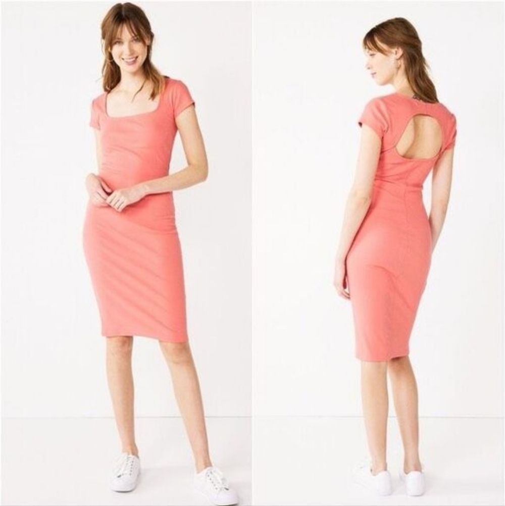 Nine West Coral Midi Dress with Cap Sleeves